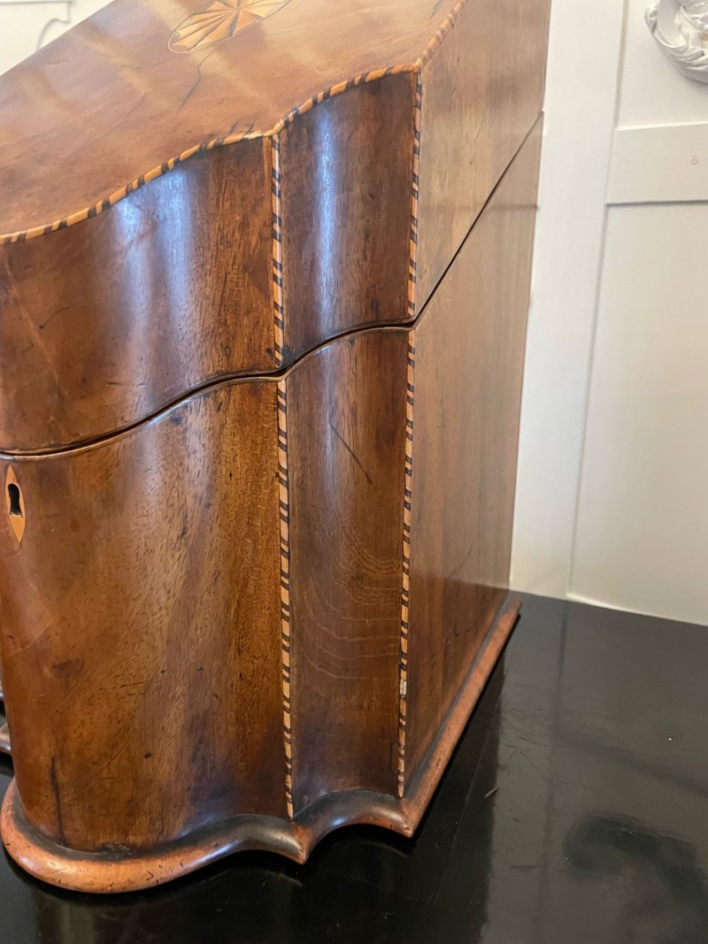 Antique George III Quality Mahogany Inlaid Post Box - Image 9